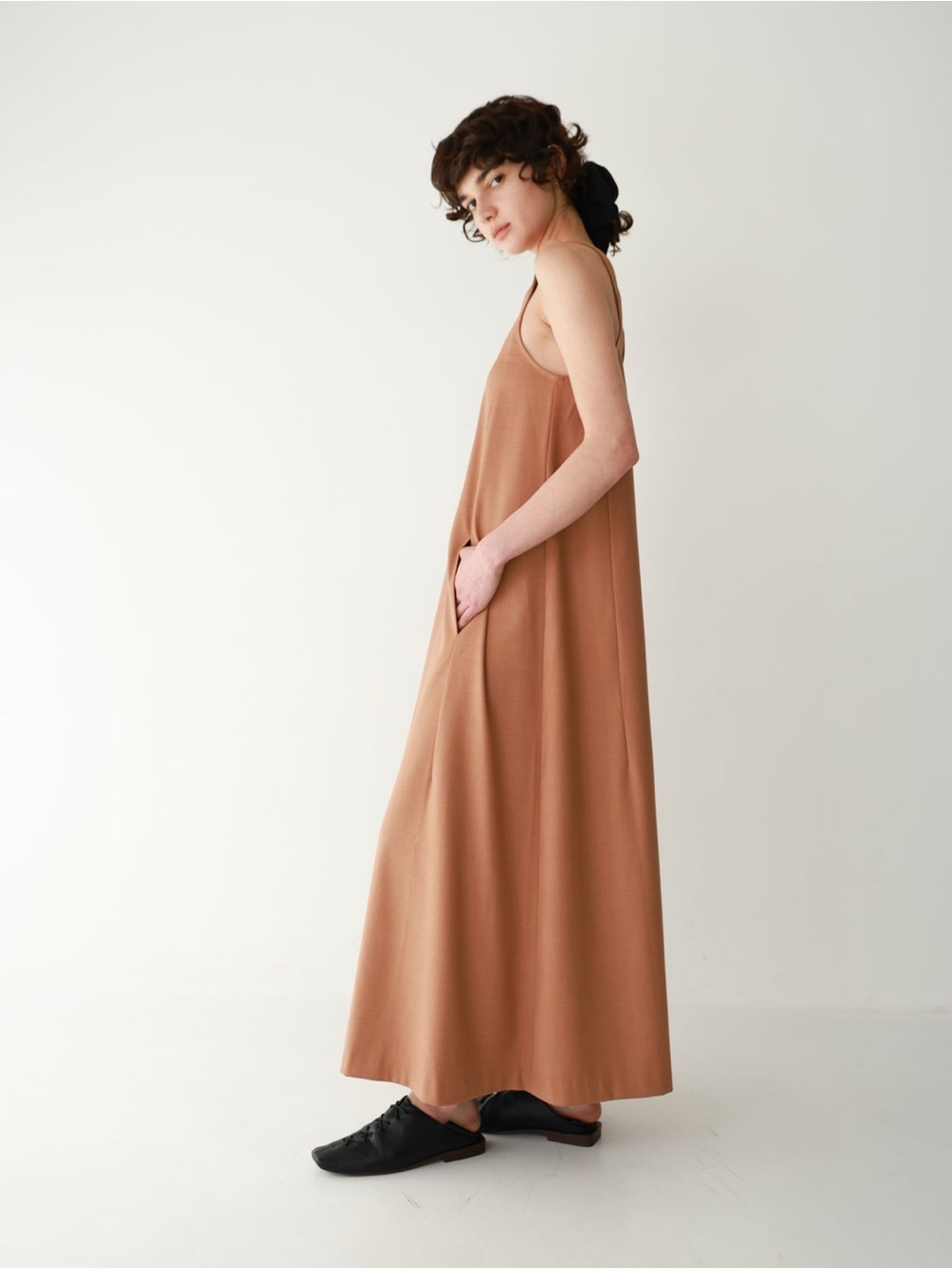 Twisted Strap Tank Dress with Pockets in Burnt Cinnamon